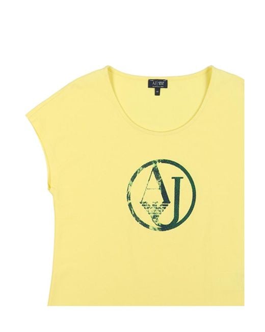 Armani Jeans Yellow Round-Necked Logo T-Shirt