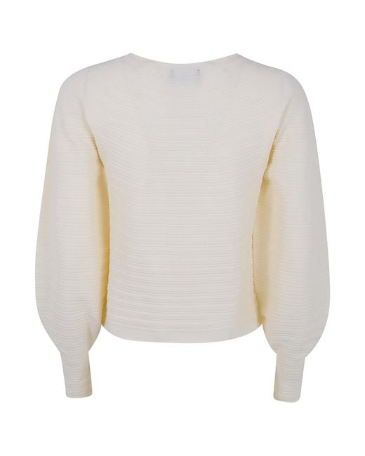 Emporio Armani White Textured Sleeve Knitted Sweater