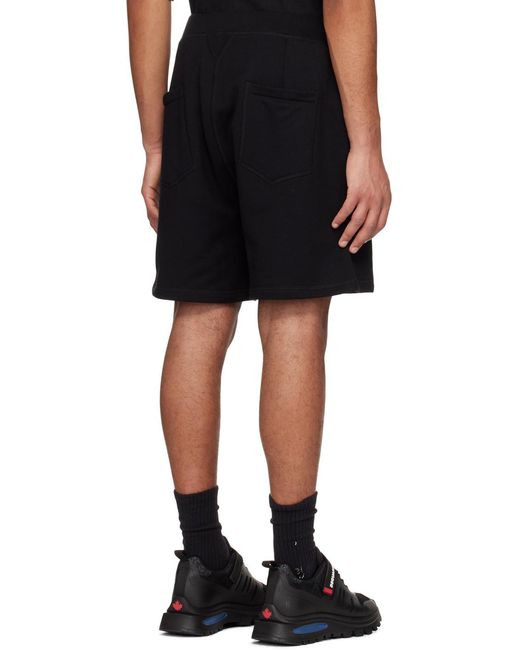 DSquared² Black Logo-Printed Elasticated Waistband Track Shorts for men