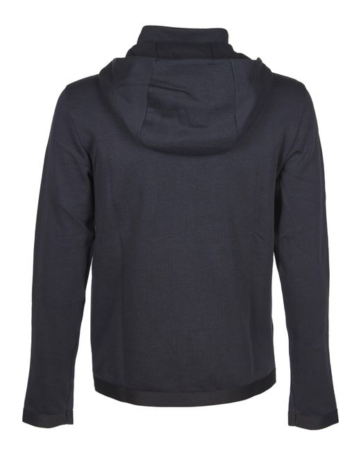 EA7 Blue Front Zipper With Hat Casual Jacket for men