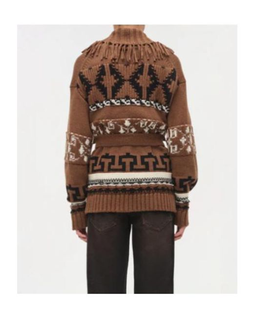 Jonathan Simkhai Brown Elwood Western Fringe Wrap Cardigan