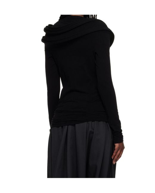 Junya Watanabe Black Stretch Jersey Drape T-Shirt