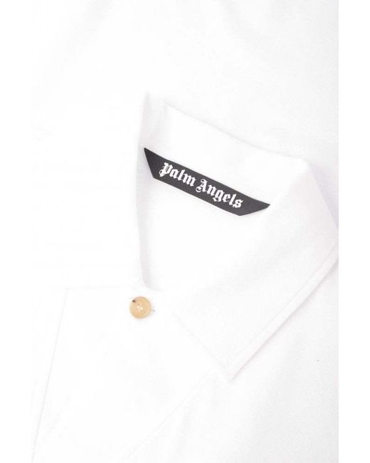 Palm Angels White Sartorial Tape Logo Detailed Polo Shirt for men