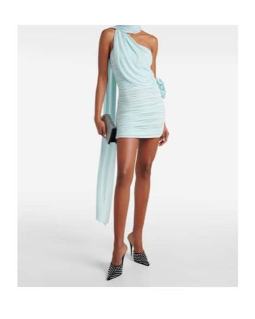 Magda Butrym Green Scarf-Detail Ruched Jersey Minidress