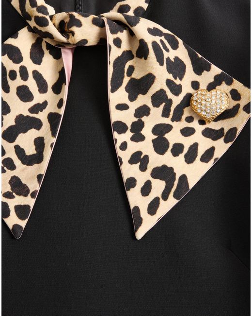 Valentino Black Leopard-Bow Short-Sleeved Mini Dress