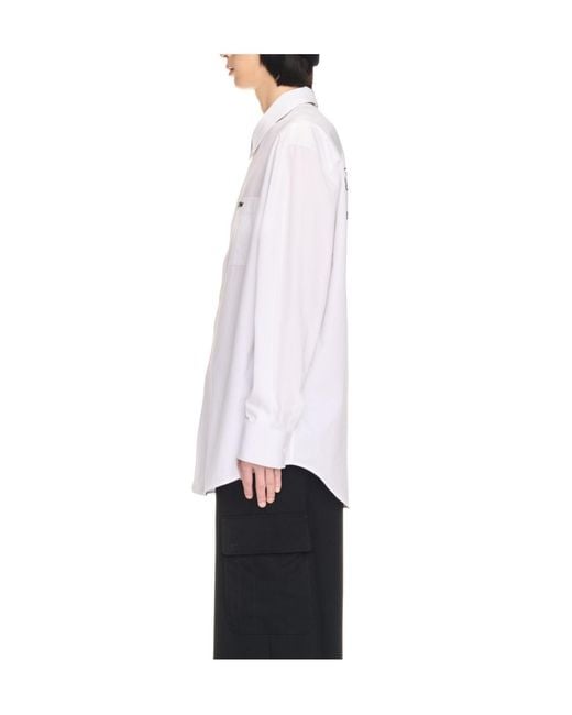 Off-White c/o Virgil Abloh White Logo Embroidered Long-Sleeved Shirt for men