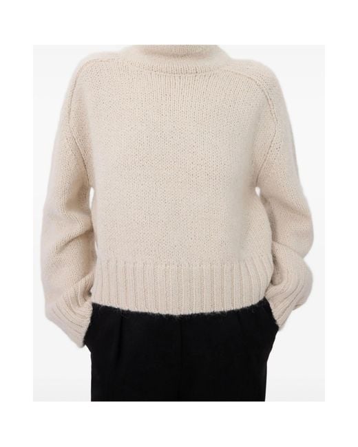Loulou de Saison White Kean Stand Collar Ribbed Sweater