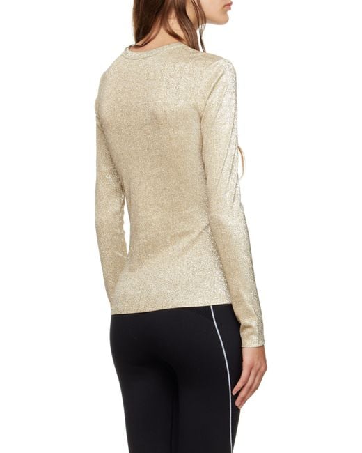 Rabanne Natural Fitted Crewneck Long-Sleeved Top