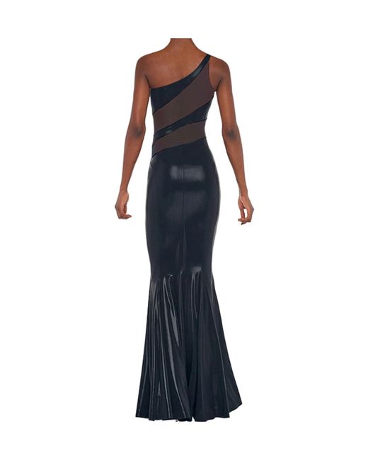 Norma Kamali Blue Mesh Panelled Fishtail Gown