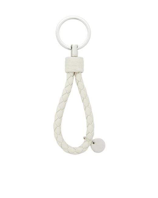 Bottega Veneta White Woven Design Key Chain
