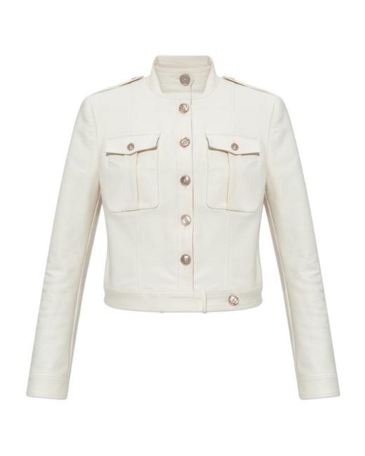 Tom Ford White Flap Pocket Cropped Jacket