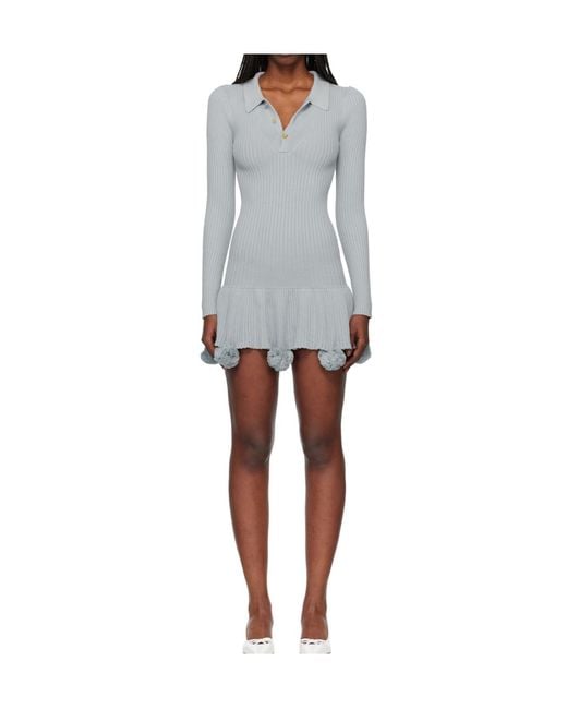 Conner Ives Gray Pom Pom Polo Mini Dress