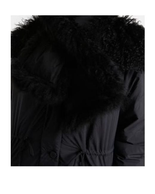 Yves Salomon Black Reversible Shearling Down Scarf