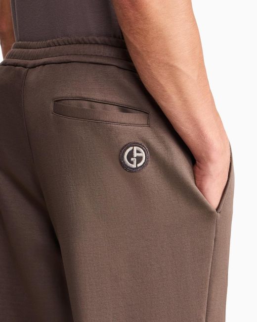Giorgio Armani Brown Drawstring Logo-Patch Trousers for men