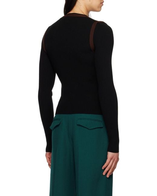 Dion Lee Black Harness-Detail Long-Sleeve T-Shirt for men