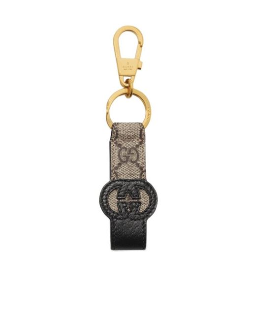 Gucci White Gg-Patch Leather Keyring for men