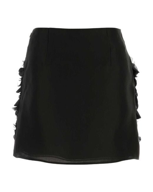 Prada Black Logo Plaque Straight Hem Skirt