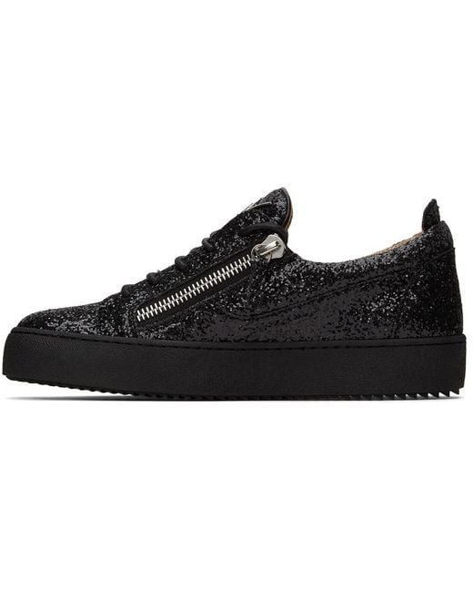 Giuseppe Zanotti Black Strass Glitter-Detail Sneakers for men