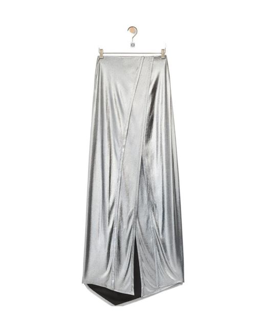 Loewe Gray Draped Midi Skirt