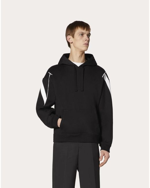 Valentino Black Rear Logo-Print Hoodie for men