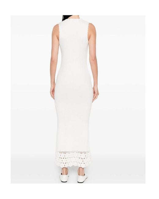 Ganni White Crochet Trim Knitted Dress
