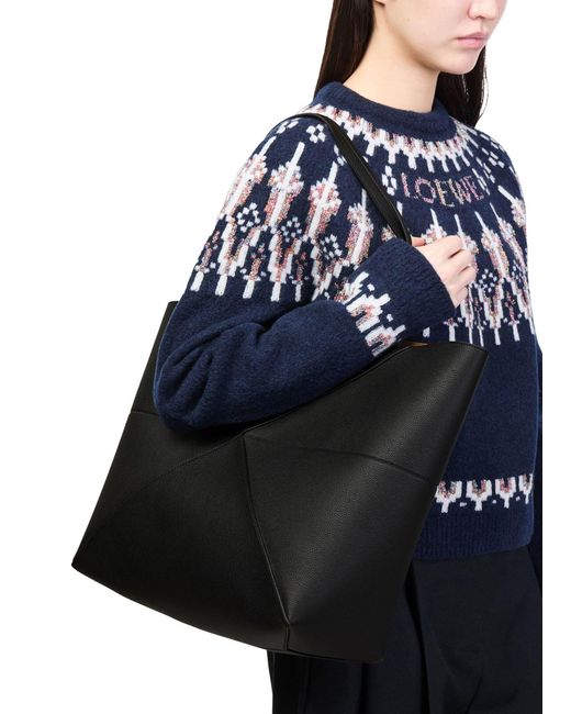 Loewe Black Large Puzzle Fold Tote Bag