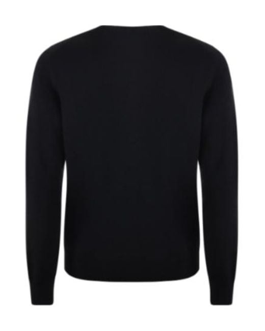 Fay Black Ribbed Crew Neck Sweater for men