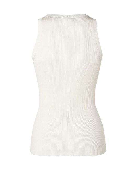 Fendi White Logo Detailed Knitted Tank Top