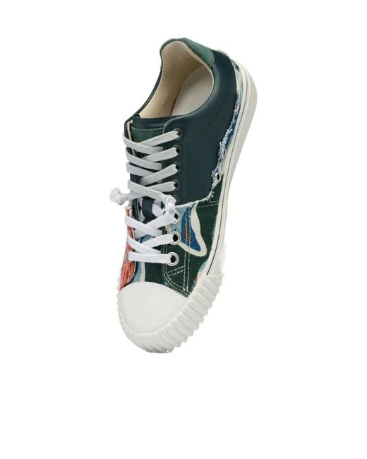 Maison Margiela Green Leaf-Printed Round Toe Sneakers