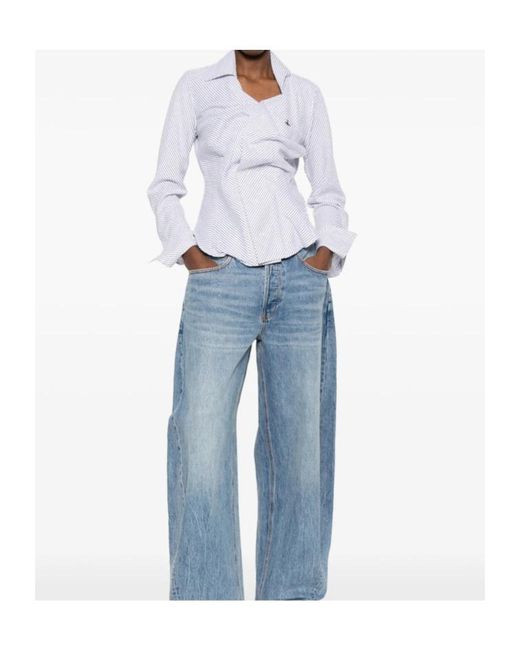 Vivienne Westwood White Drunken Pinstriped Buttoned Shirt