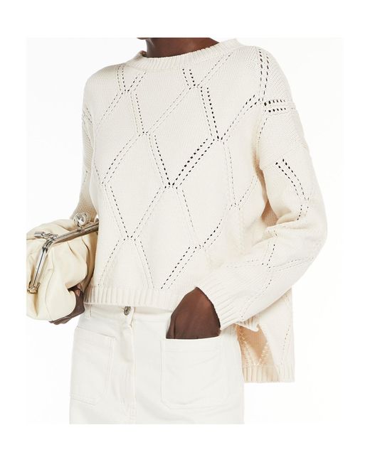 Weekend by Maxmara White Crewneck Asymmetric Oversized Jumper