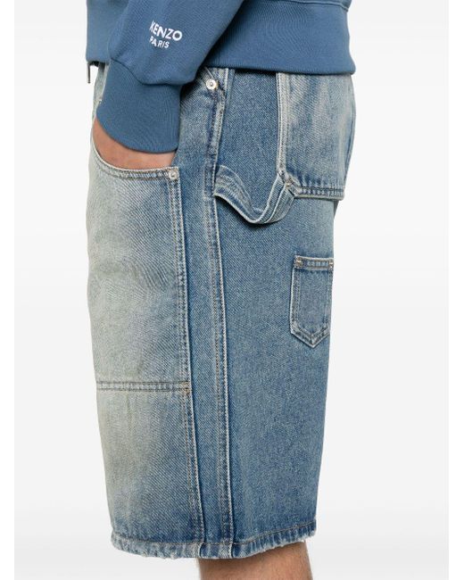 Moschino Blue Faded Denim Shorts for men