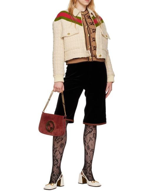 Gucci Brown Gg Jacquard Button-Up Cardigan