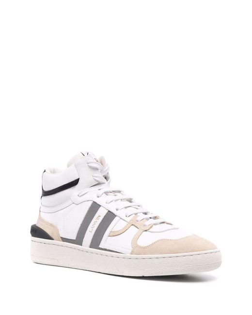 Lanvin White Clay High-Top Panelled Sneakers for men