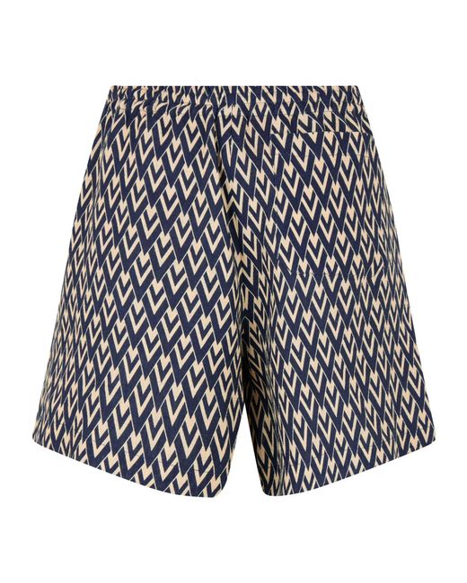 Valentino Blue Printed Graphic Shorts for men