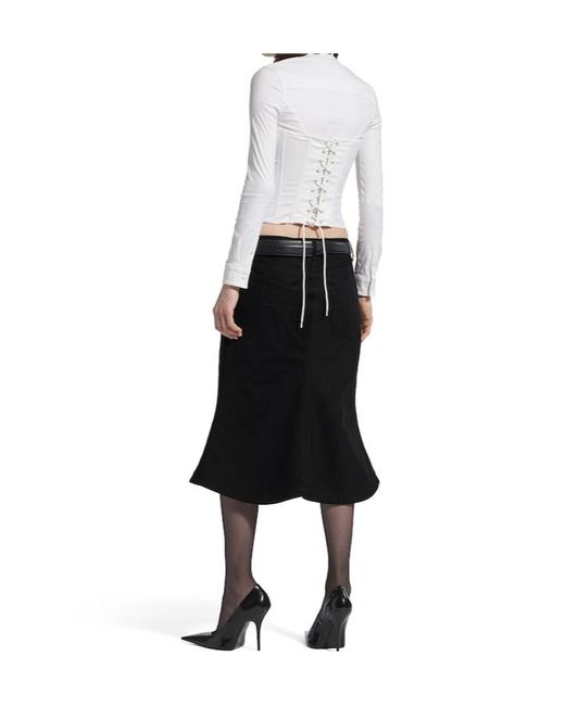 Balenciaga Black Godet Midi Skirt