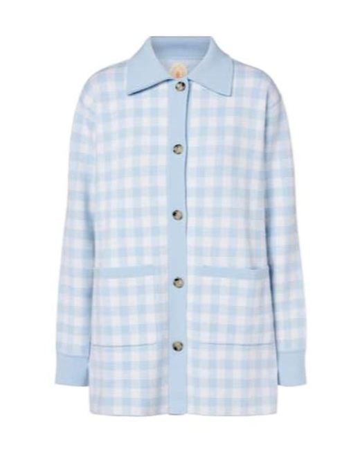 Jardin Des Orangers Blue Gingham Wool And Cashmere Cardigan