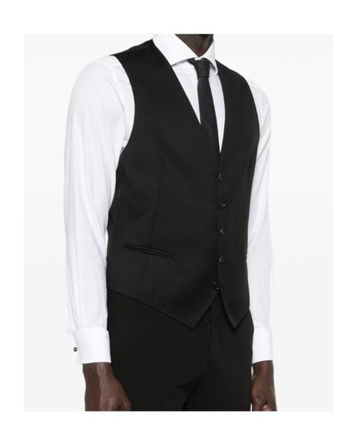Tagliatore Black Vest With Patch Pockets for men