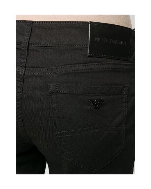 Emporio Armani Black Logo Embroidered Fitted Jeans
