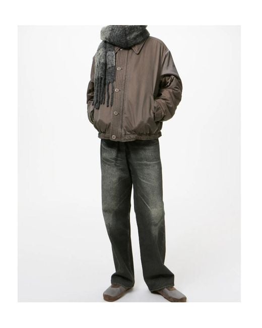 Our Legacy Gray Fuzzy Striped Scarf for men