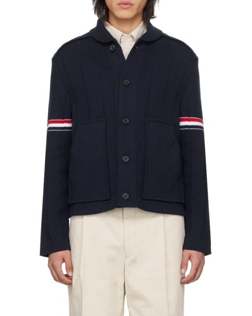 Thom Browne Blue Rwb Striped Shirt Jacket for men