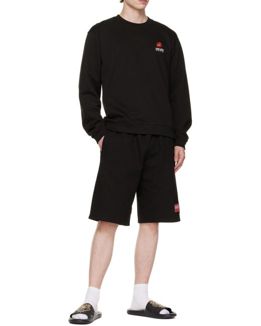 KENZO Black Boke Flower Crest Logo Embroidered Sweatshirt for men
