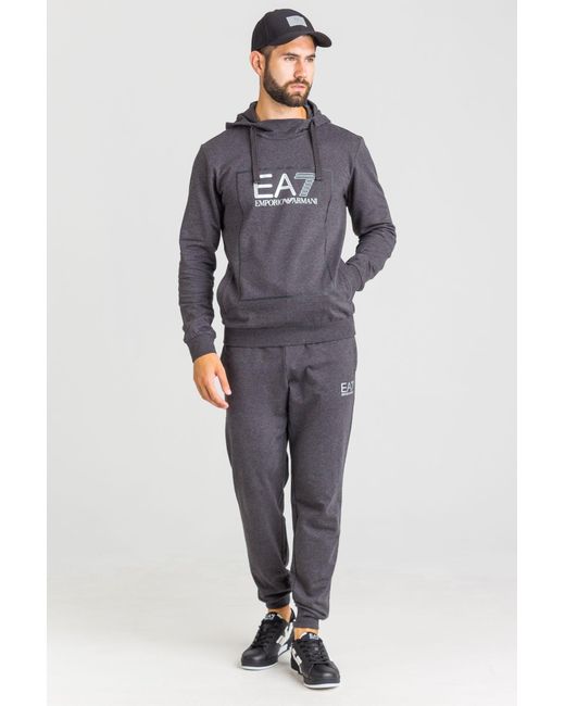 EA7 Blue Logo Hooded Sweater for men