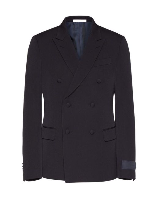 Valentino Blue Double-Breasted Long-Sleeved Blazer for men