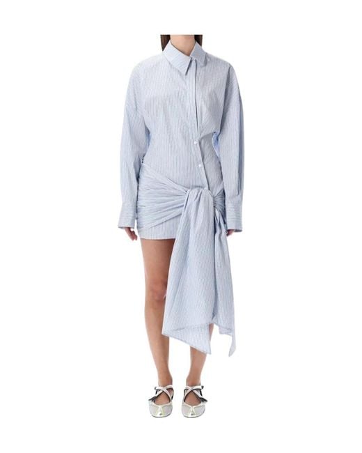 The Attico Blue Long-Sleeved Shirt Dress
