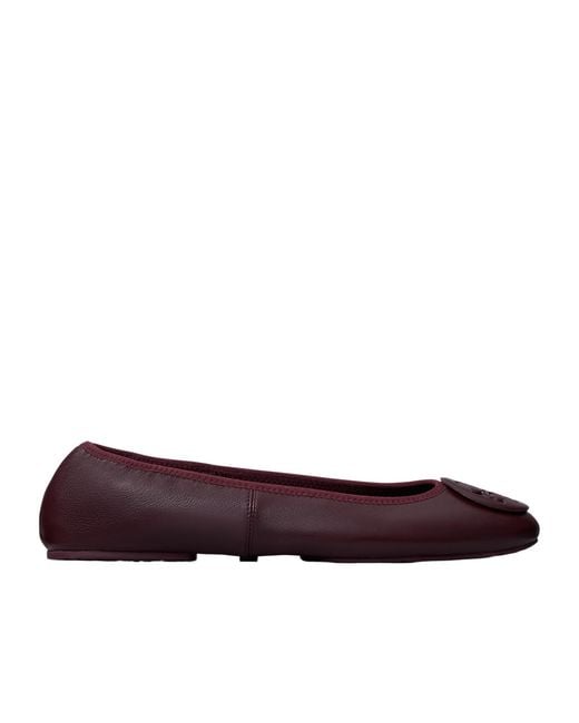 Tory Burch Brown Logo Medallion Ballet Flats
