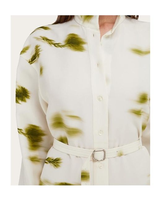 Ferragamo White Flower Printed Shirt Skirt