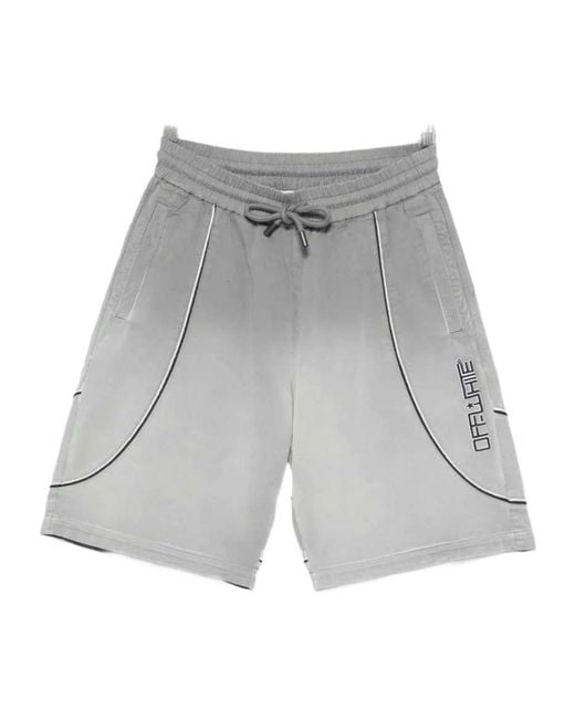 Off-White c/o Virgil Abloh Gray Logo-Print Piped Shorts for men