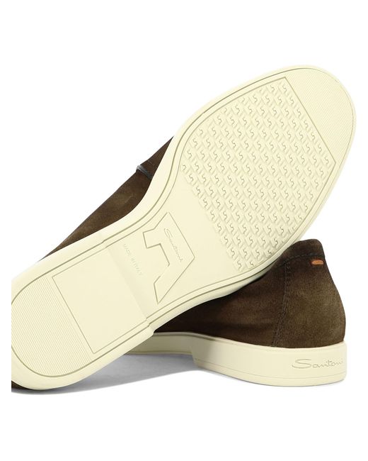 Santoni Brown Round-Headed Love Shoes for men