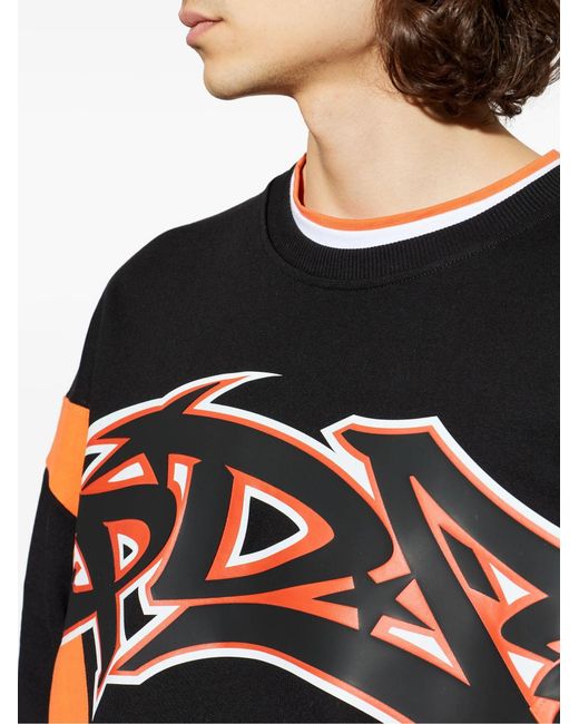 PDF CHANNEL Black Striped Graphic-Print Sweatshirt for men